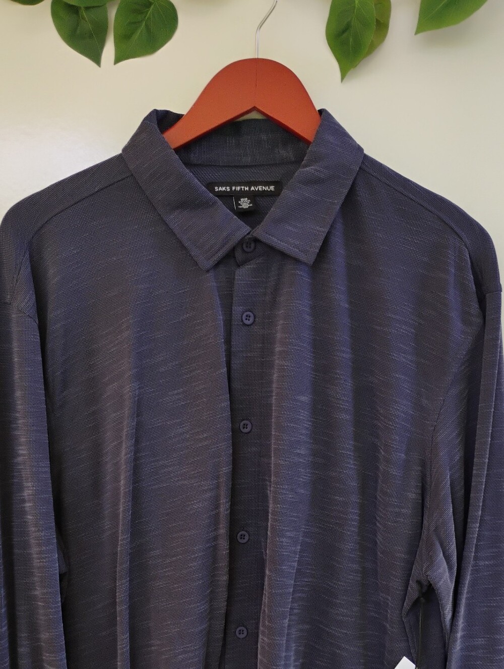 SAKS FIFTH AVENUE MEN'S LONG SLEEVE BUTTON DOWN SHIRT SUPER SOFT NAVY XXL NEW